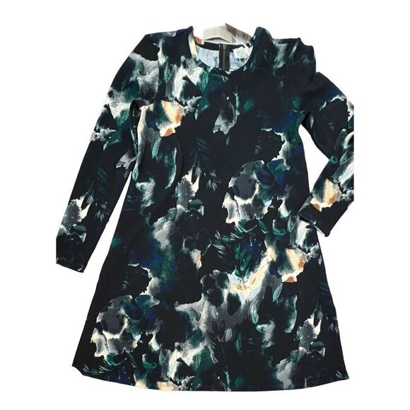Cupio Black Abstract Print Knit Swing Dress sz Medium Modern Colorful NWT - Picture 1 of 10
